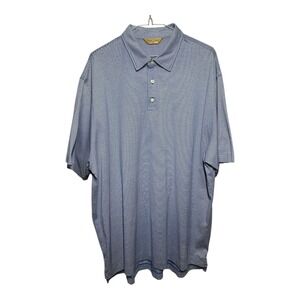 Roundtree & Yorke Men's XL Blue White Striped Polo Shirt Classic Casual
